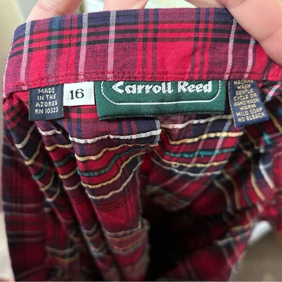 NOS Vintage Carroll Reed Red Plaid Tartan A-line Skirt with Box Pleats - Large - Picture 10 of 10